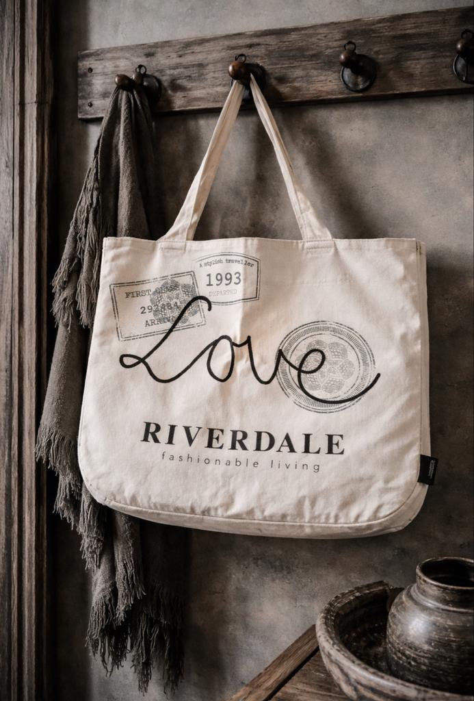 Nieuw Riverdale 'Love' Shopper - Stijlvolle Canvas Tas, Ophalen of Verzenden, Zo goed als nieuw, Beige, Shopper