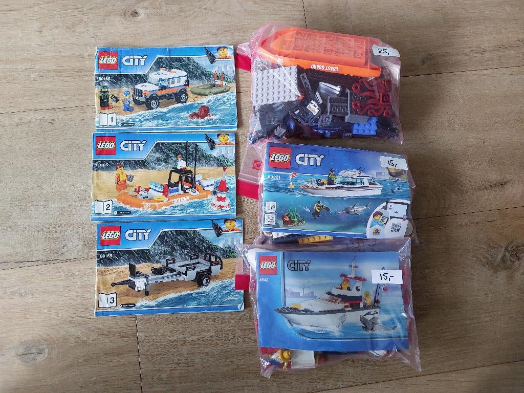 Partij van 3 Lego City thema: boten, City, Gebruikte blokjes met nopjes, Lego, Ophalen of Verzenden