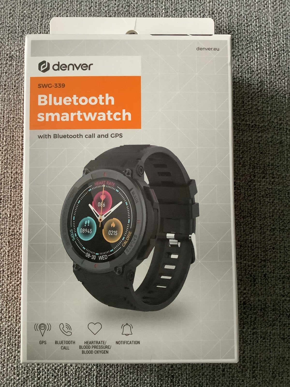Nieuwe Denver Smartwatch met GPS en Hartslagmeter, Zwart, Afstand, Nieuw, Ophalen of Verzenden