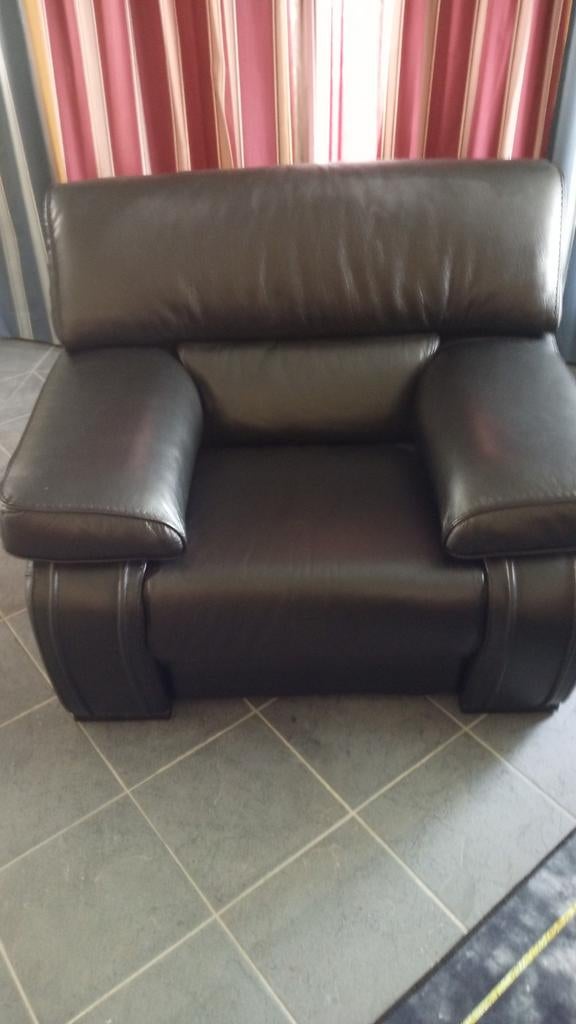 Nieuwe Zwarte Lederen fauteuil ., Ophalen, Zwart, Nieuw, Leer