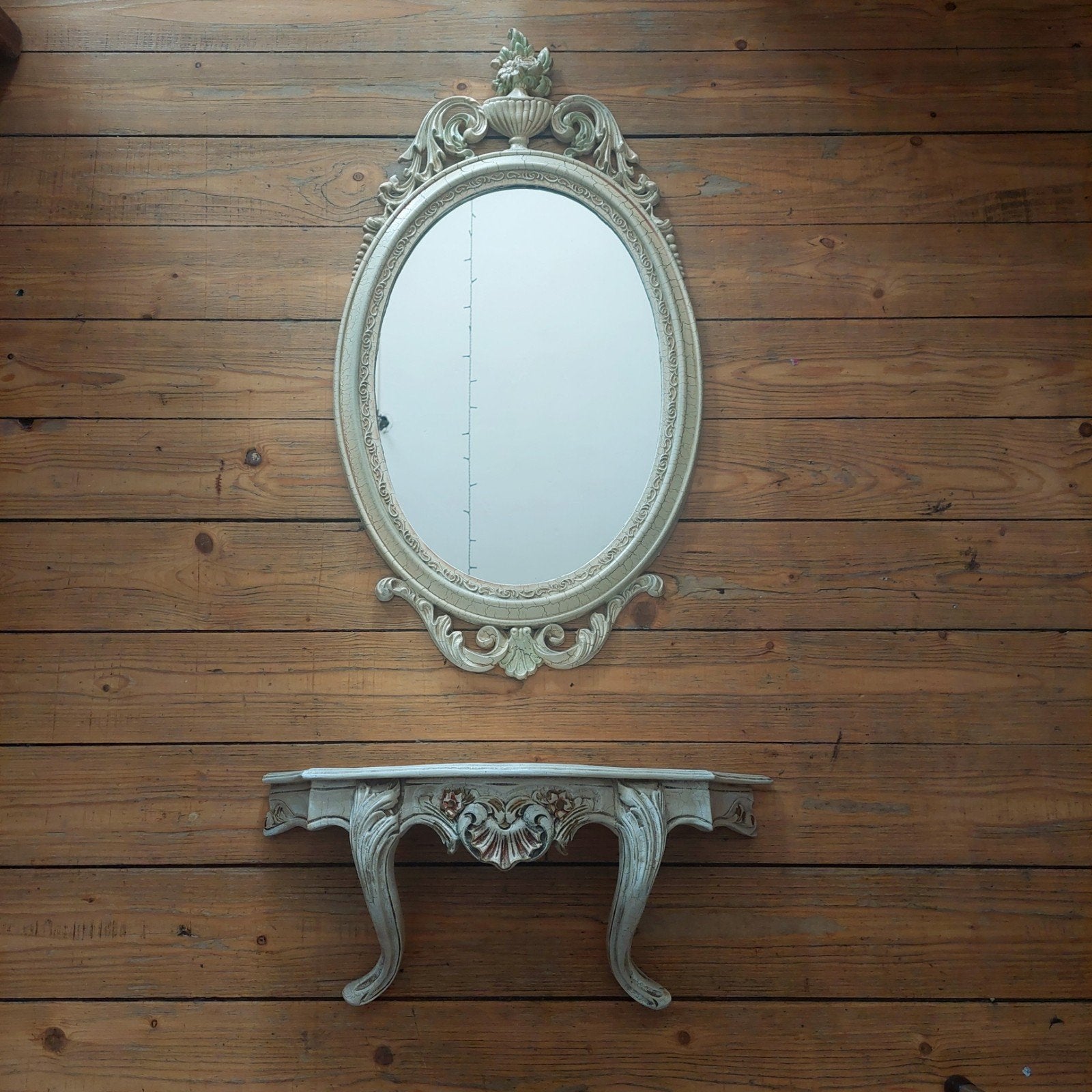 Vintage Barok spiegel & wandconsole Italiaanse Rococostijl, Ophalen, Minder dan 50 cm, Gebruikt, .