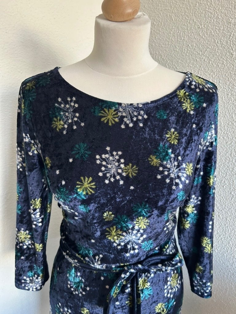 King Louie maat L blauwe Zoe velvet dress 2784, Blauw, Maat 42/44 (L), Ophalen of Verzenden, Zo goed als nieuw