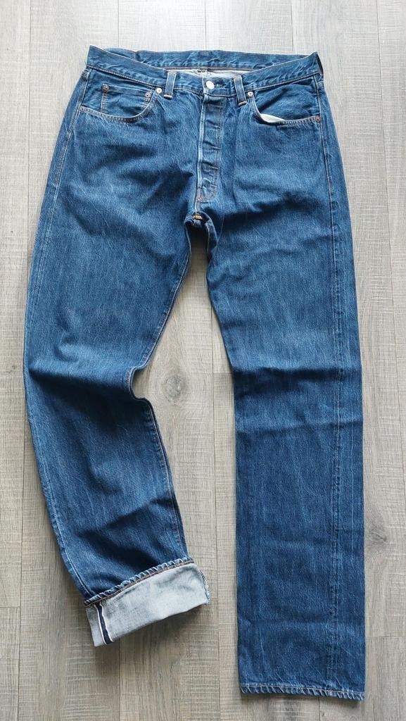 Levis Vintage Clothing USA 501XX big E Selvedge, Blauw, Overige jeansmaten, Ophalen of Verzenden, Gedragen