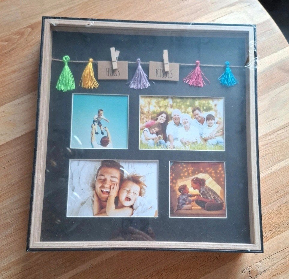 Fotolijst met decoratie - Houten frame - 35x37x2.5 cm, Hout, Collagefotolijst, Nieuw, Ophalen of Verzenden