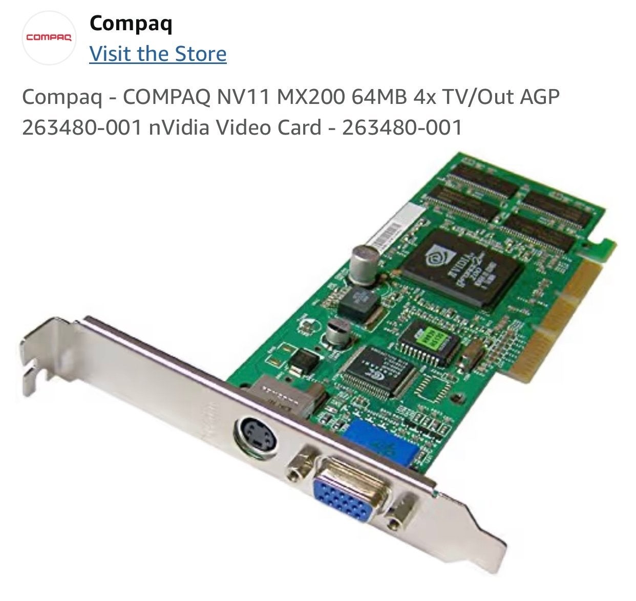 Compaq NV11 MX200 64MB AGP Videokaart met TV/Out, Tv-Out, Overige soorten, Ophalen of Verzenden, Zo goed als nieuw
