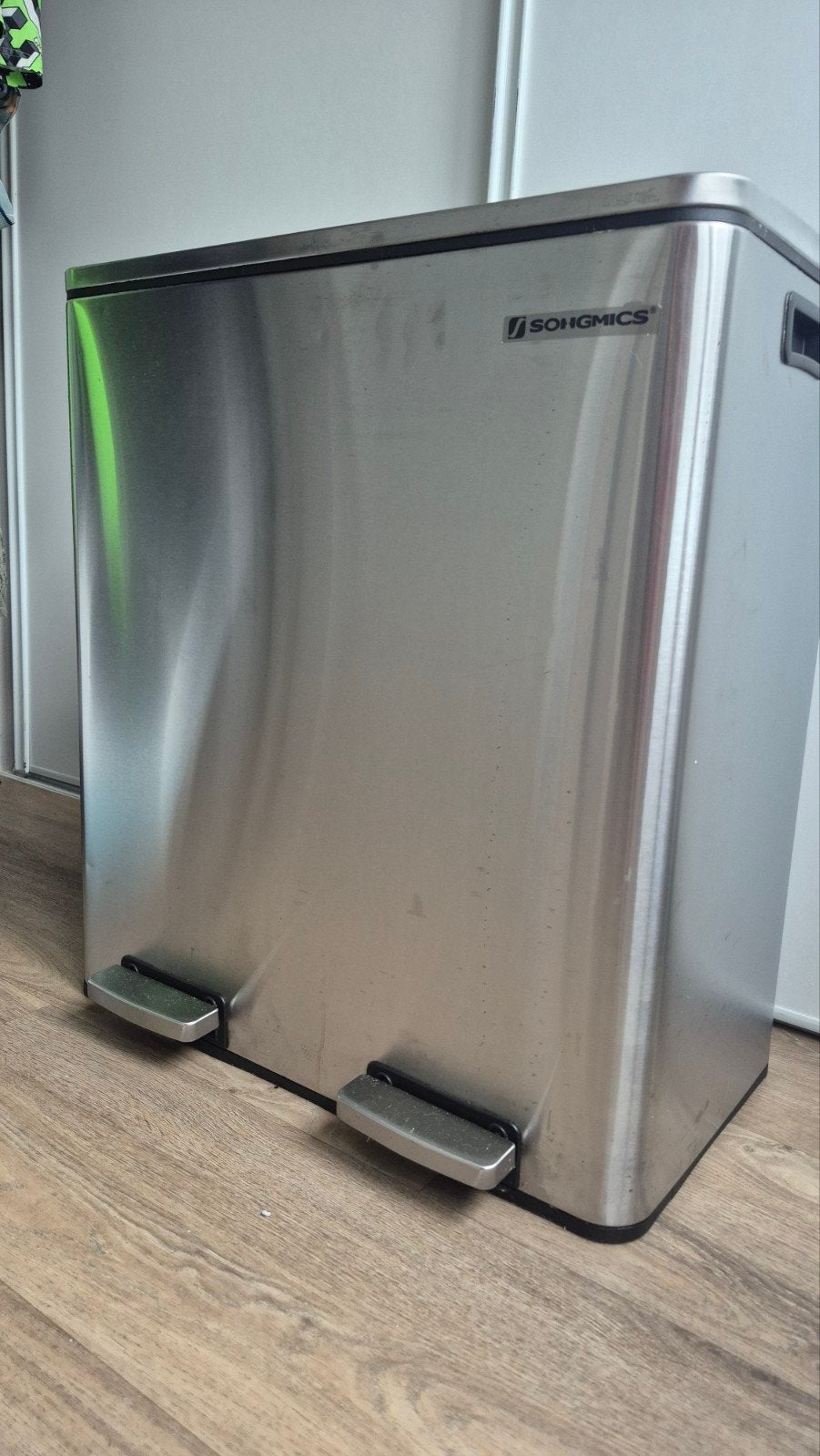 2-vaks prullenbak - ideaal voor afvalscheid, Ophalen, Gebruikt, Met pedaal, 40 liter of meer