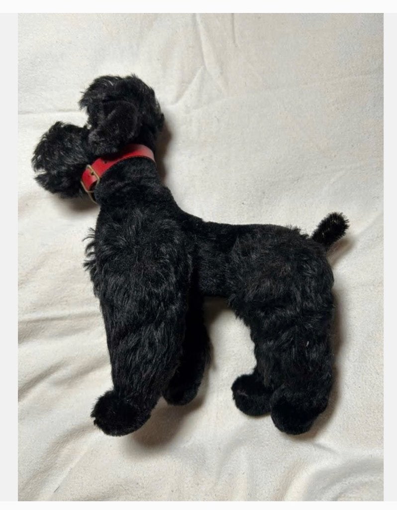 Vintage Steiff pluche zwarte hond, Snobby. Geen knop meer, Antiek en Kunst, Ophalen of Verzenden