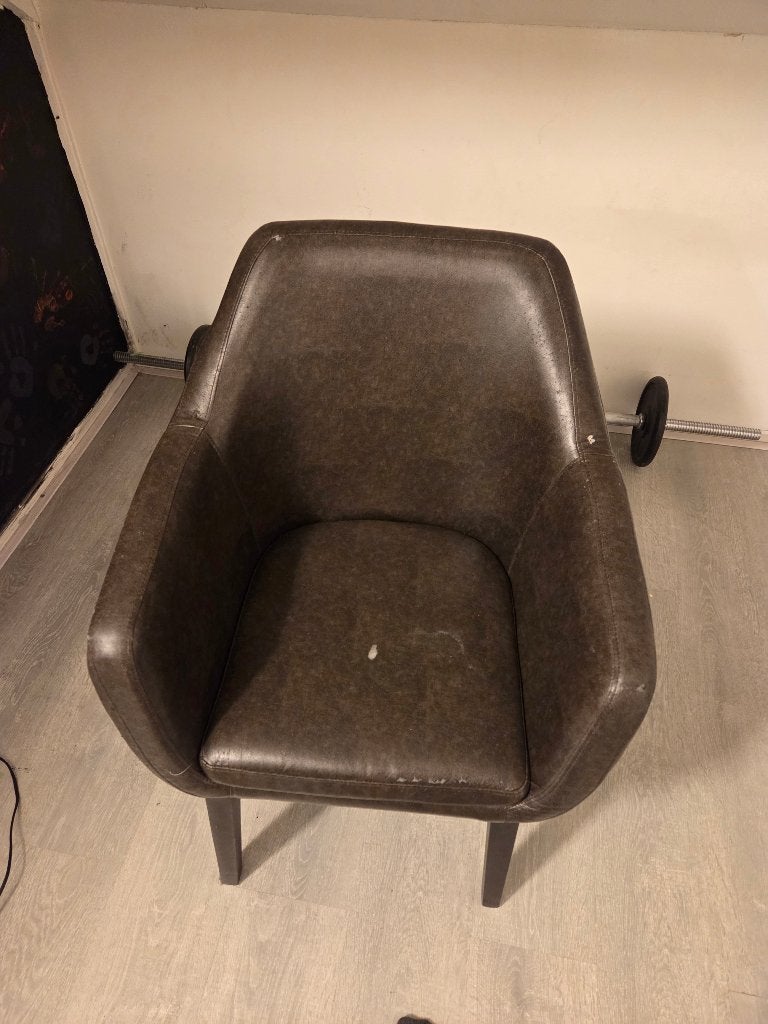 Leren stoelen, Ophalen, Gebruikt, Twee, Bruin