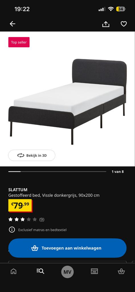 Slattum eenpersoonsbed - Zo goed als nieuw, Ophalen, 90 cm, Eenpersoons, Zo goed als nieuw
