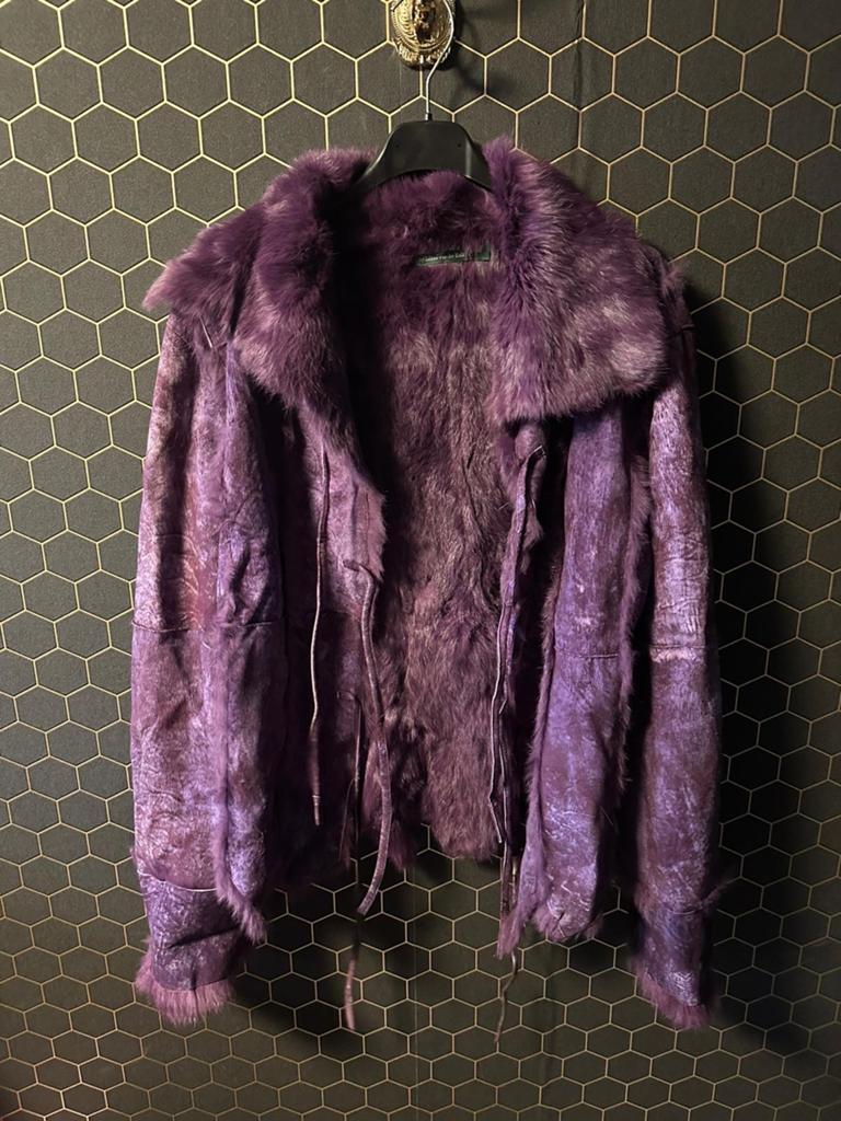 Luxe paarse suède jas met konijnenbont - Sugar by Lilian, Kleding | Dames, Ophalen of Verzenden, Zo goed als nieuw