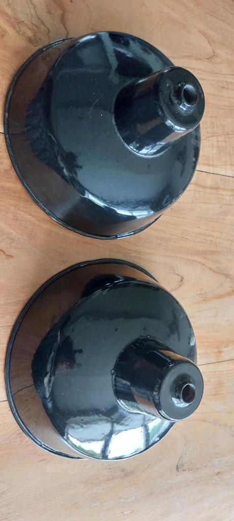 Set van 2 vintage zwarte emaille lampenkappen, Ophalen