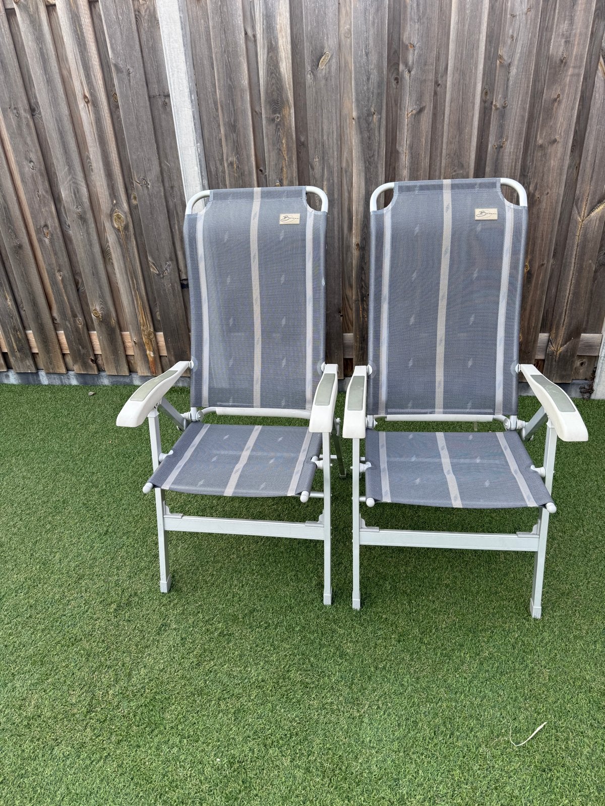 2x Bardani verstelbare campingstoelen met hoofdsteun, Ophalen, Gebruikt, Aluminium, Inklapbaar