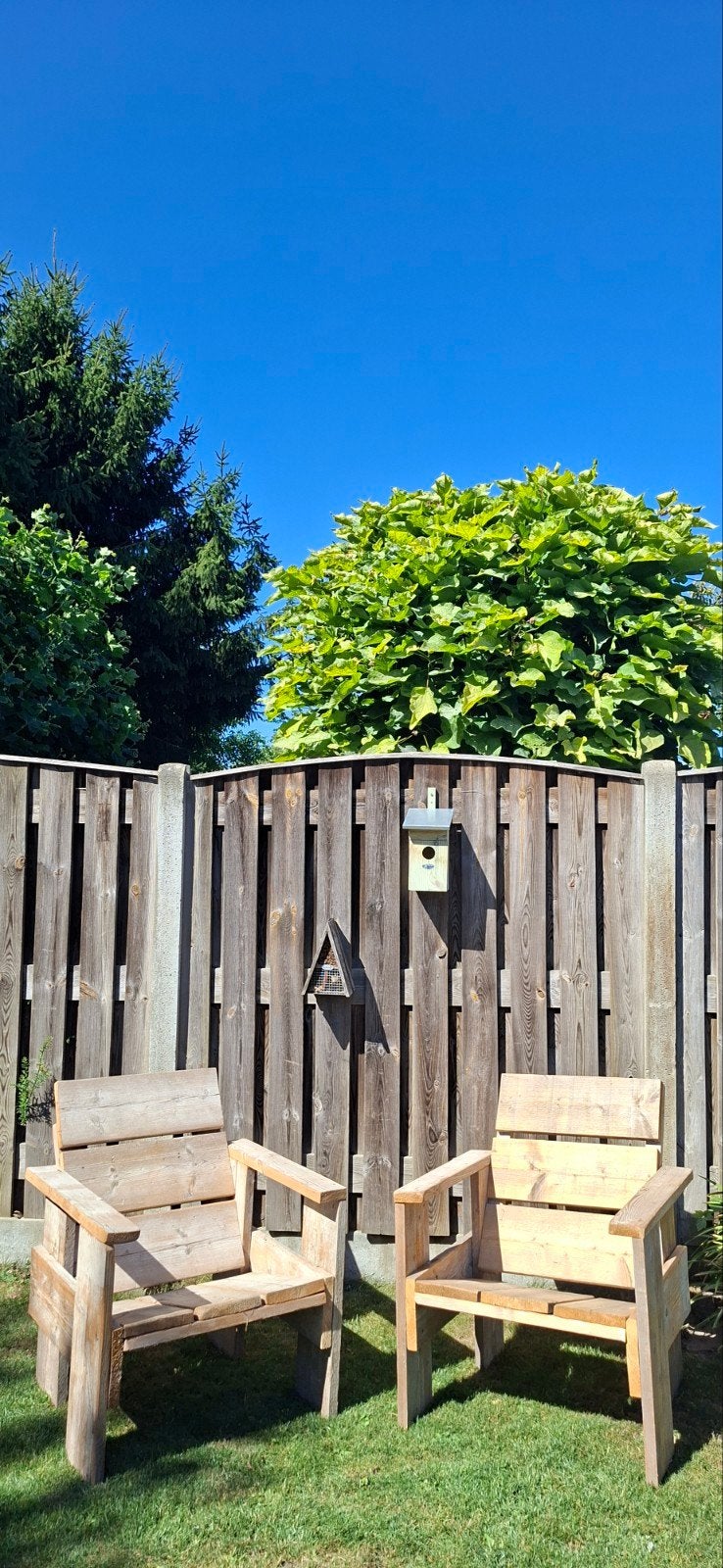 Robuuste houten lounge tuinstoelen - Handgemaakt, Ophalen of Verzenden, Nieuw, Hout