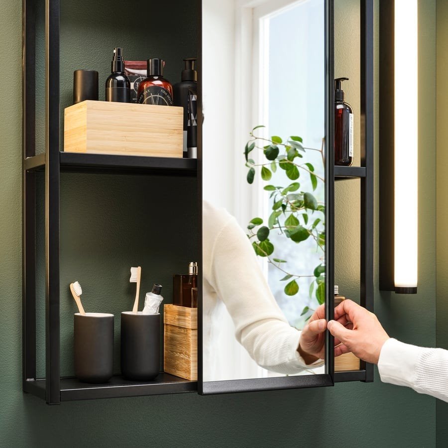 IKEA ENHET Spiegelkast Antraciet 60x17x75 cm, IKEA, Zwart, Ophalen of Verzenden, Zo goed als nieuw