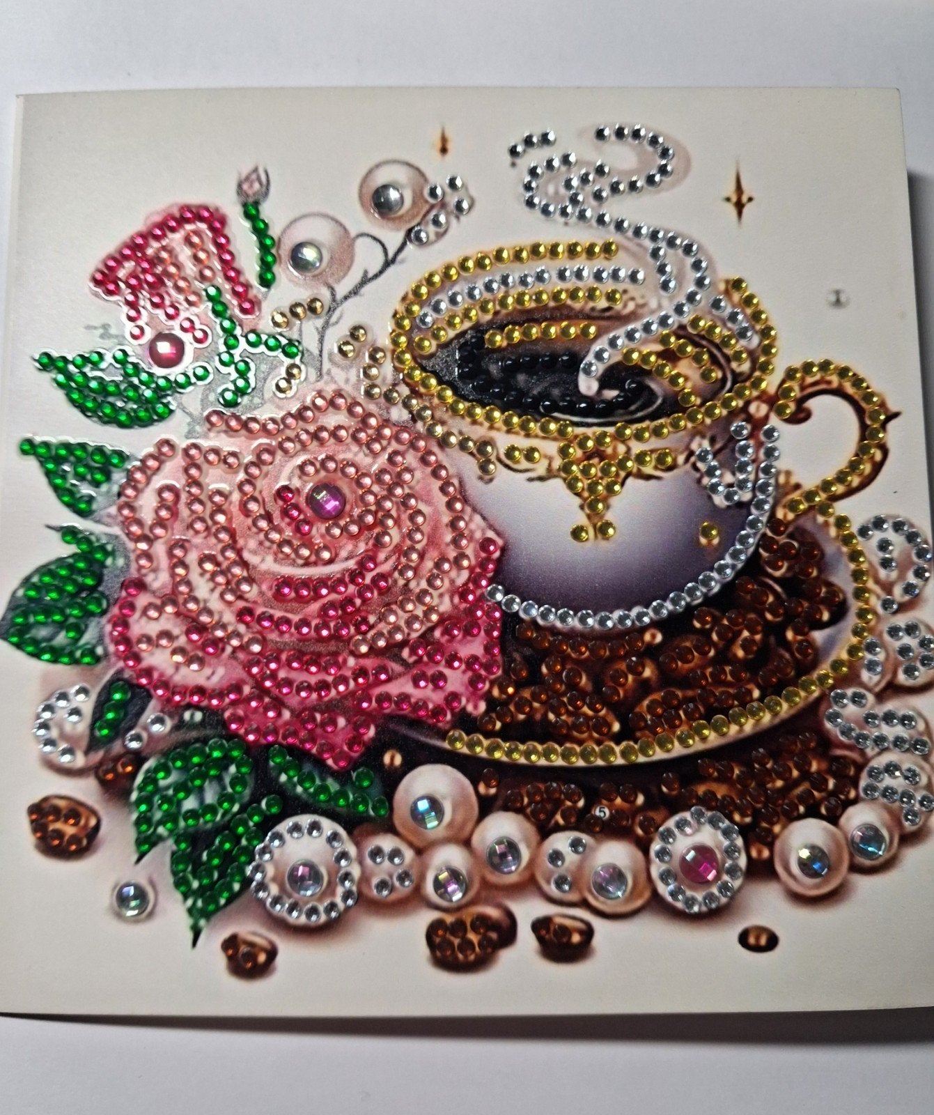 Diamond painting kaart koffie met roos, Ophalen of Verzenden, Nieuw