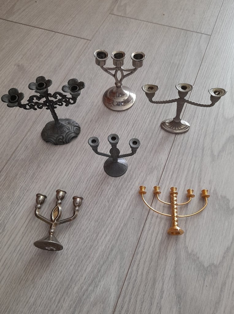 Kleine verzameling kleine kandelaars kandelaren, Gebruikt, Overige merken, Ophalen of Verzenden, Metaal