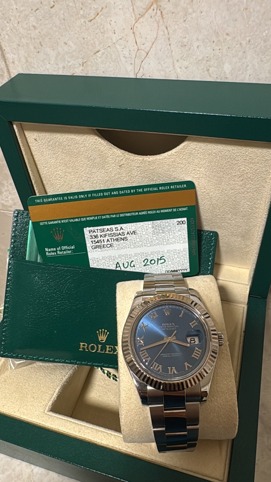 Rolex Datejust Azzurro - Zo goed als nieuw, Sieraden, Tassen en Uiterlijk, Horloges | Heren, Ophalen, Polshorloge, Zo goed als nieuw