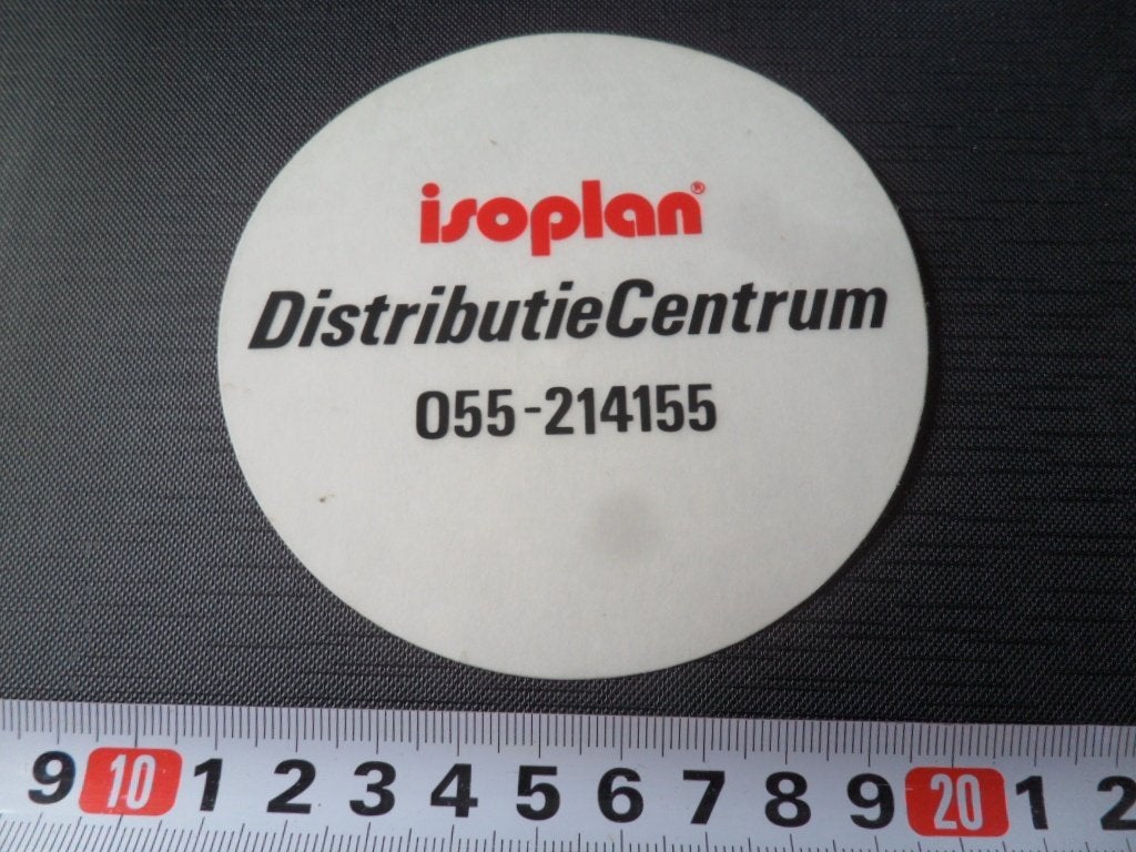 sticker ISOPLAN Distributie Centrum 055-214155, Ophalen of Verzenden, Zo goed als nieuw