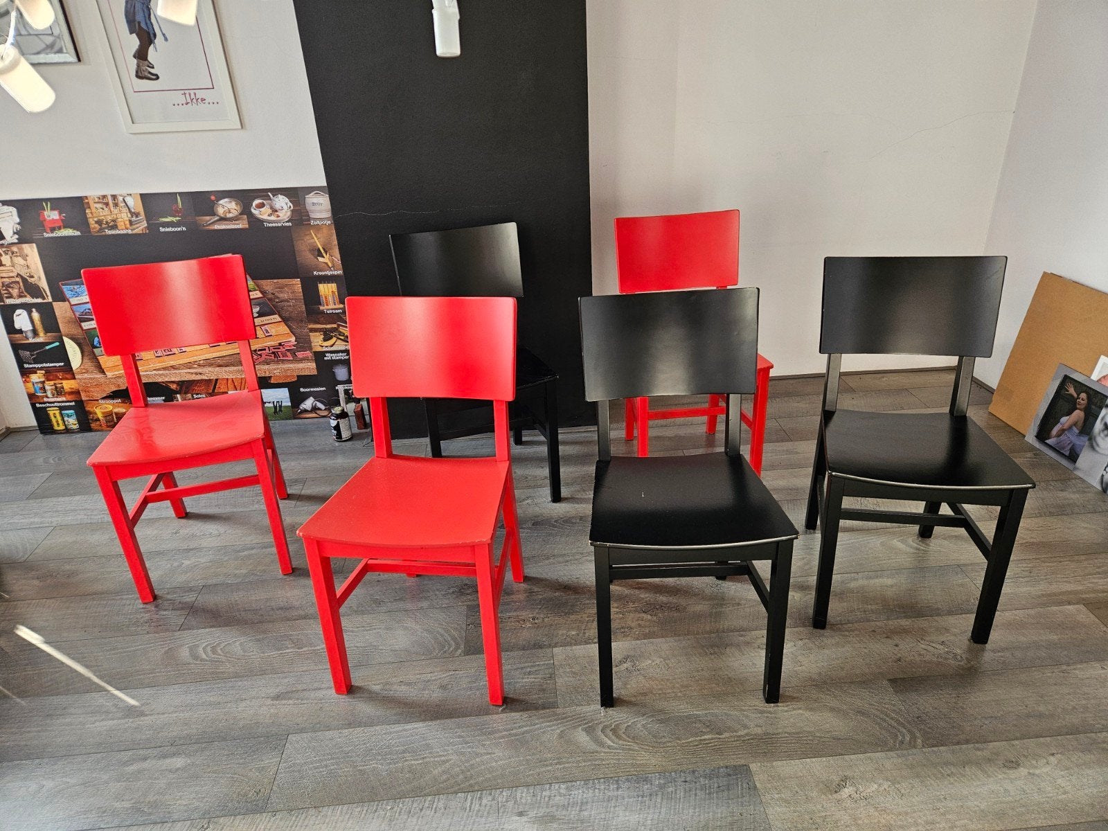 Eetkamerstoelen, Huis en Inrichting, Stoelen, Ophalen, Gebruikt, Rood, Vijf, Zes of meer stoelen