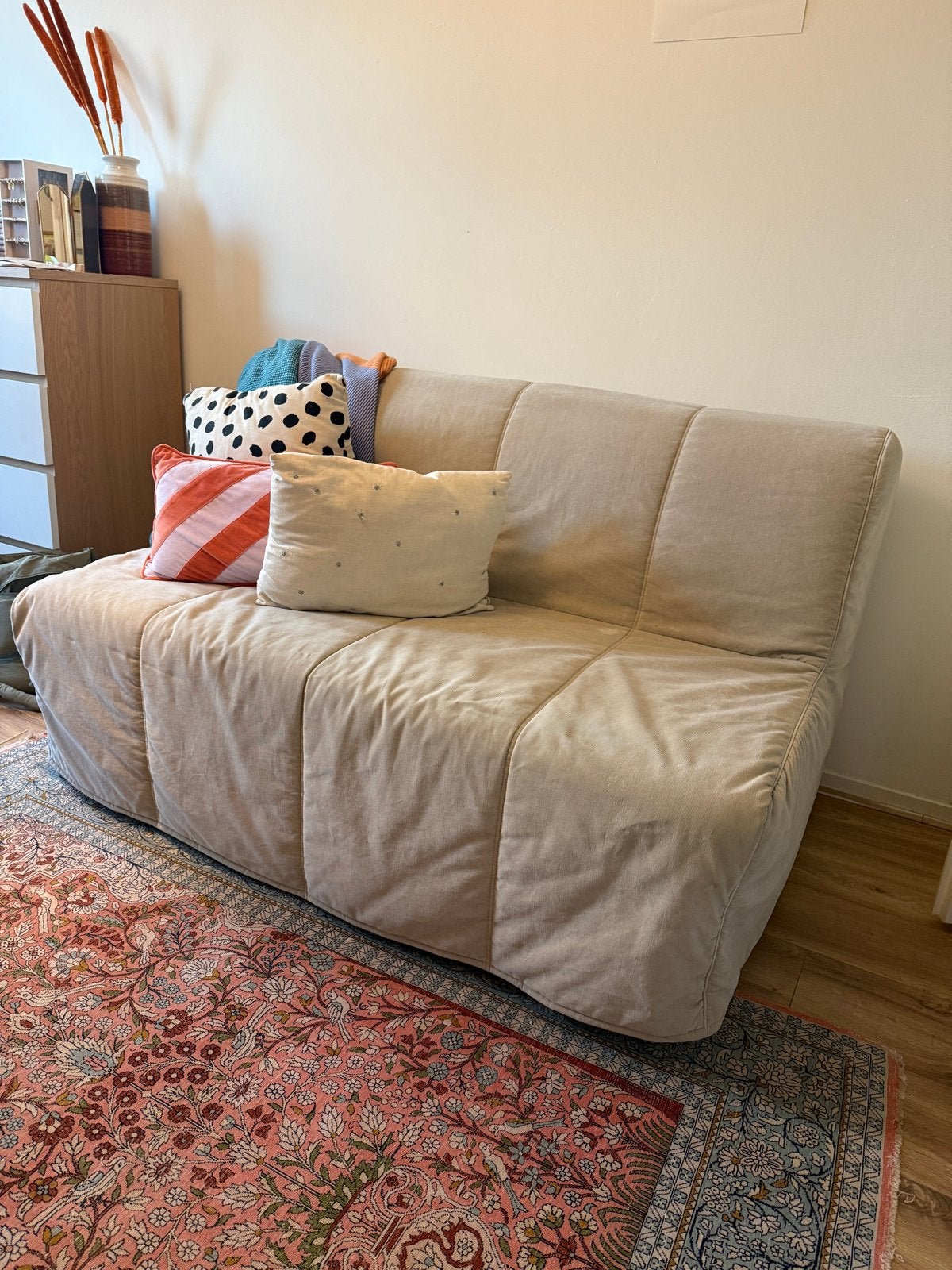 Ikea Lycksele slaapbank - Beige, Ophalen, Gebruikt, Beige, Tweepersoons