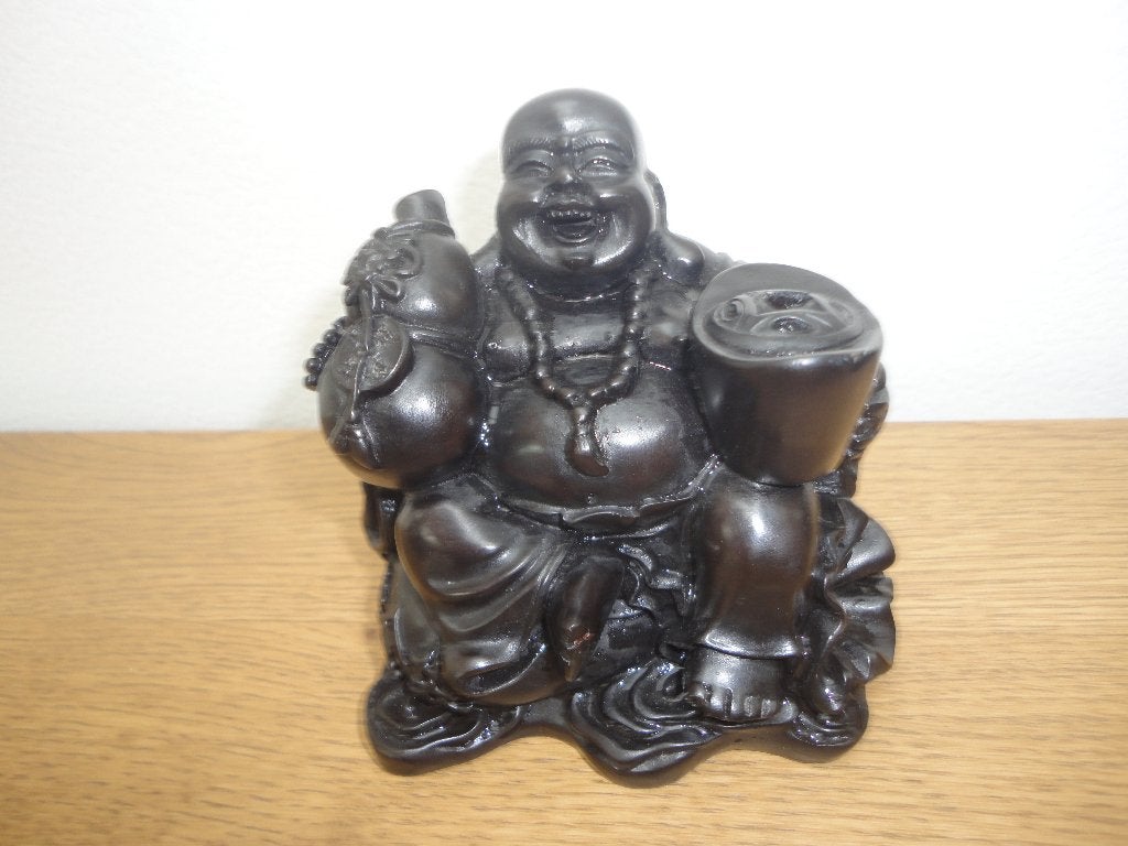 Wierookbrander lachende Buddha Boeddha (gemerkt), Zwart, Gebruikt, Gesigneerd, Ophalen of Verzenden