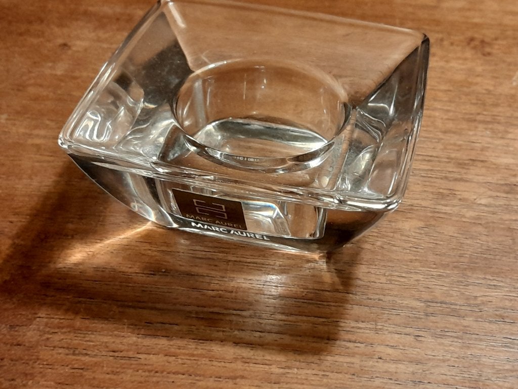 Glazen waxinelichthouder van Marc Aurel, Huis en Inrichting, Ophalen of Verzenden, Gebruikt, Glas, Waxinelichthouder