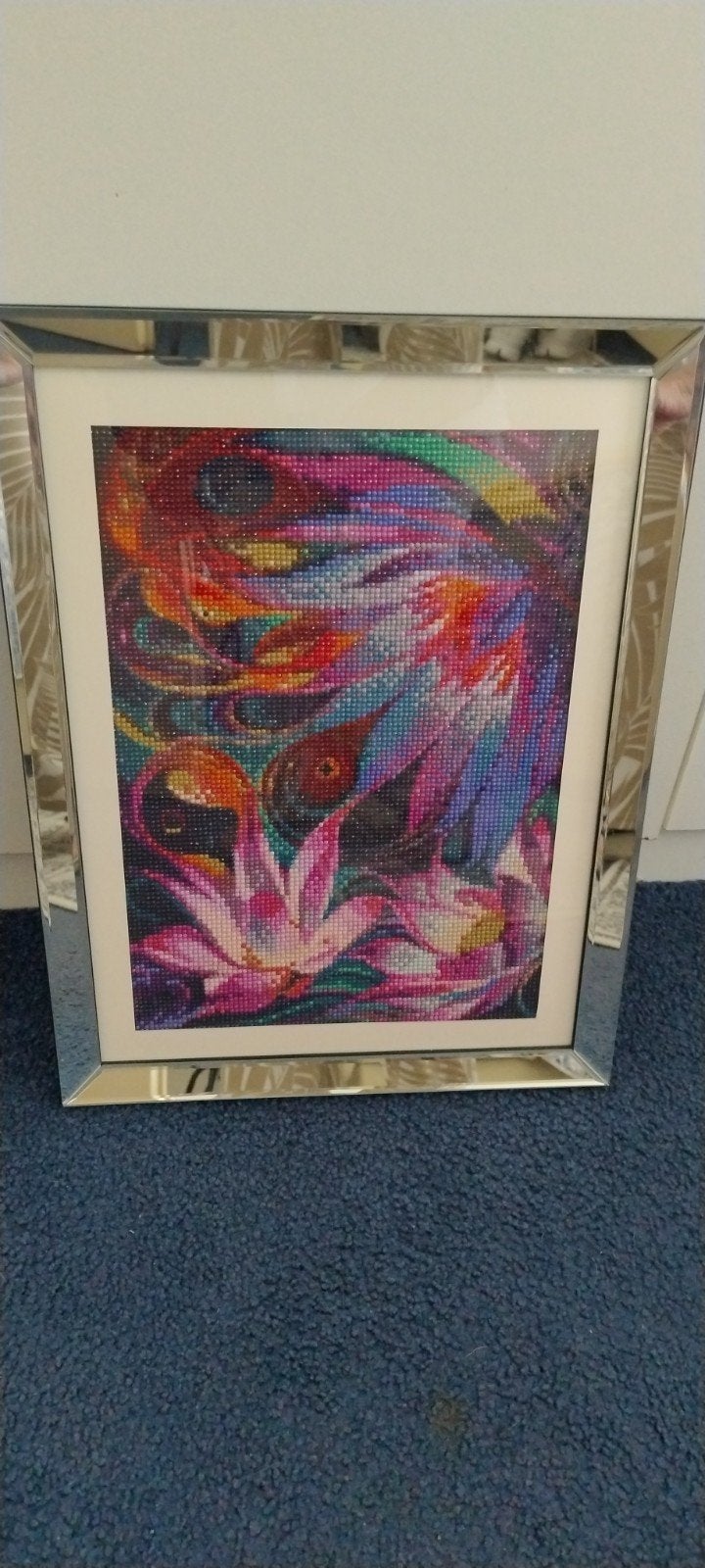 Kleurrijk Diamond Painting Kunstwerk in Spiegel Lijst, Huis en Inrichting, Ophalen, Minder dan 50 cm, Overige typen, Zo goed als nieuw