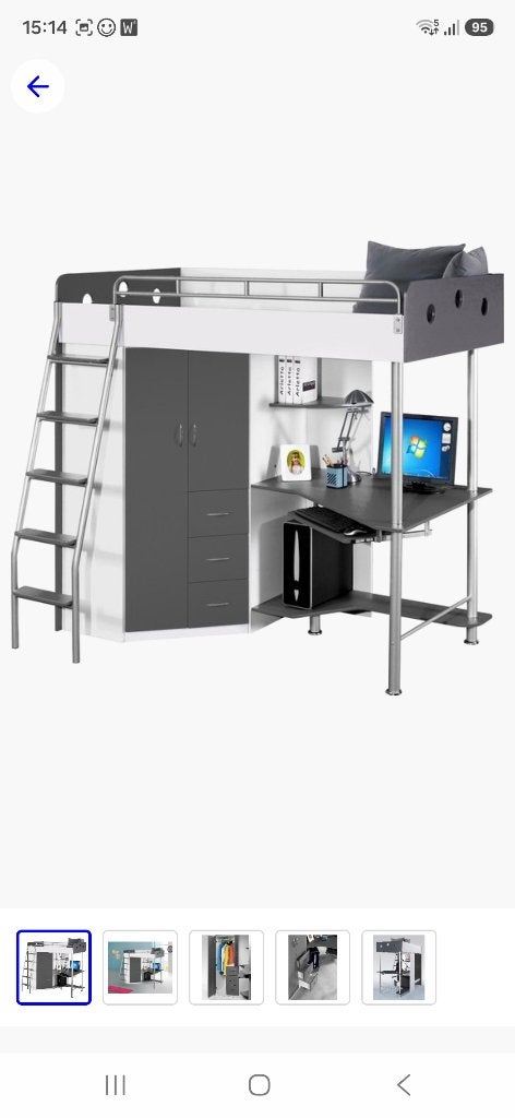 Hoogslaper met kast en bureau, Ophalen, Gebruikt, Eenpersoons, 160 tot 180 cm