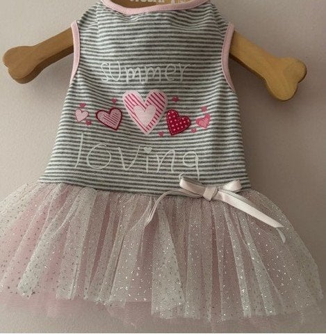 Kleine hond (ballet)jurkje - rug 28cm - roze &glitter zilver, Dieren en Toebehoren, Hondenkleding, Ophalen of Verzenden, Nieuw