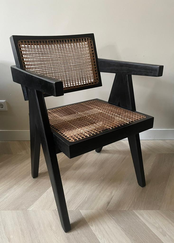 2x Pierre Jeanneret Office Chair teakhout, Ophalen, Gebruikt, Minder dan 75 cm, Mid-Century