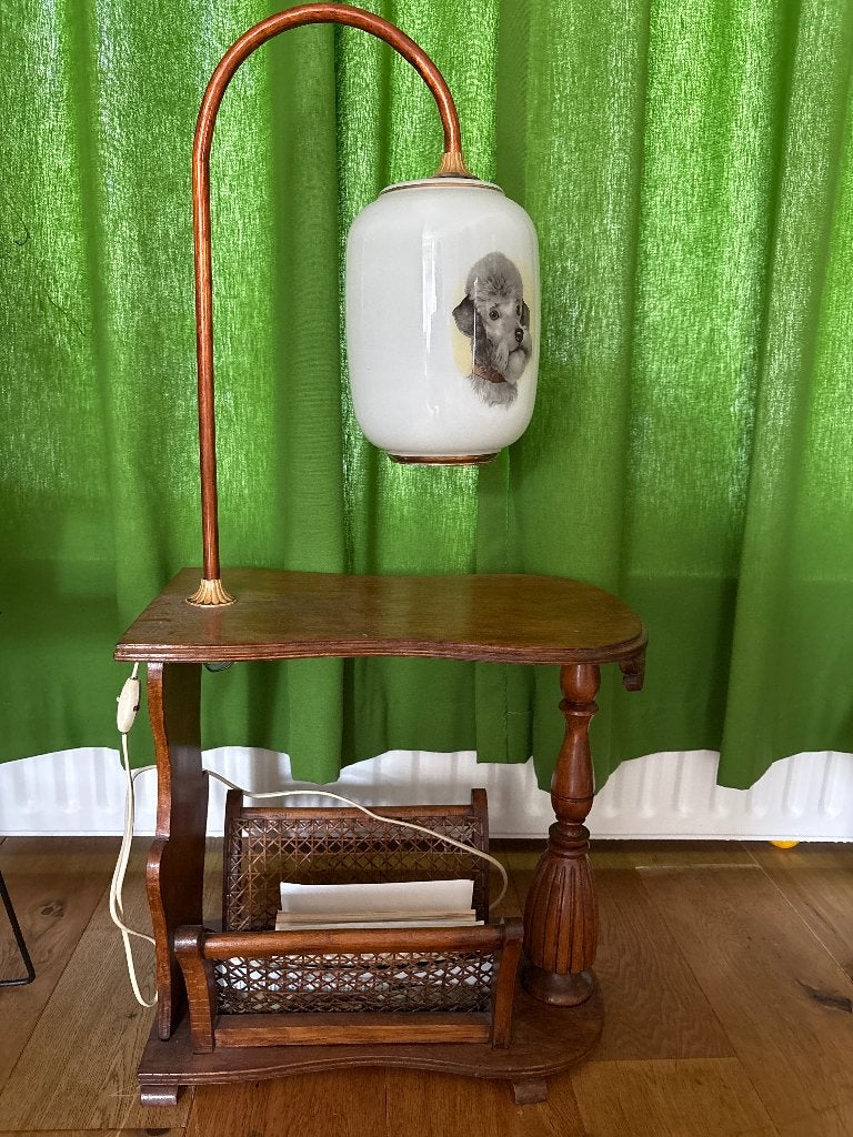 Tafeltje met lamp en mand, Ophalen of Verzenden