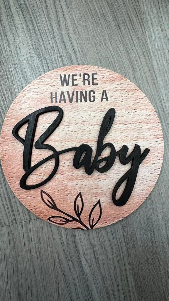 Houten bordje zwangerschap aankondiging, Kinderen en Baby's, Ophalen of Verzenden, Nieuw