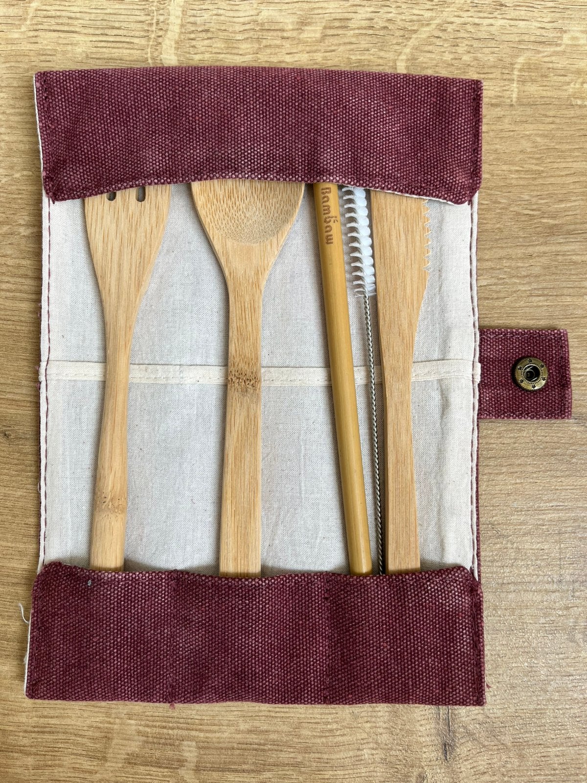 ==Nieuw== Bamboe bestekset in stoffen etui, Ophalen of Verzenden, Nieuw