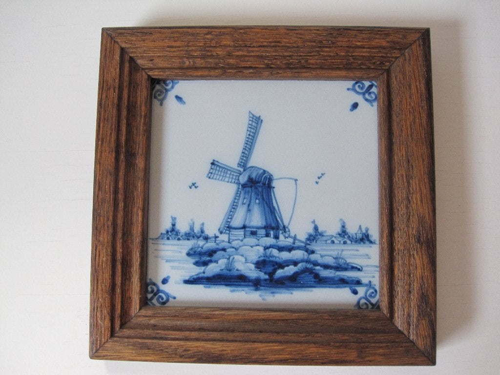 Makkumer Aardewerk Tegeltje met Molen - Perfecte Staat, Antiek en Kunst, Antiek | Keramiek en Aardewerk, Ophalen of Verzenden