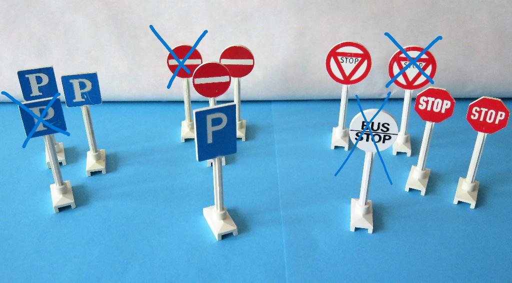 Diverse Lego verkeersborden uit de jaren ‘70, Ophalen of Verzenden, Gebruikt, Losse stenen, Lego