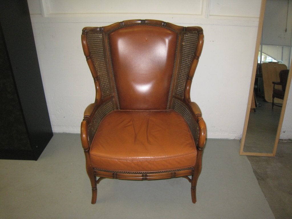 Vintage faux bamboe fauteuil met webbing in Giorgetti stijl, Niet ingevuld, Gebruikt, Niet ingevuld, Niet ingevuld