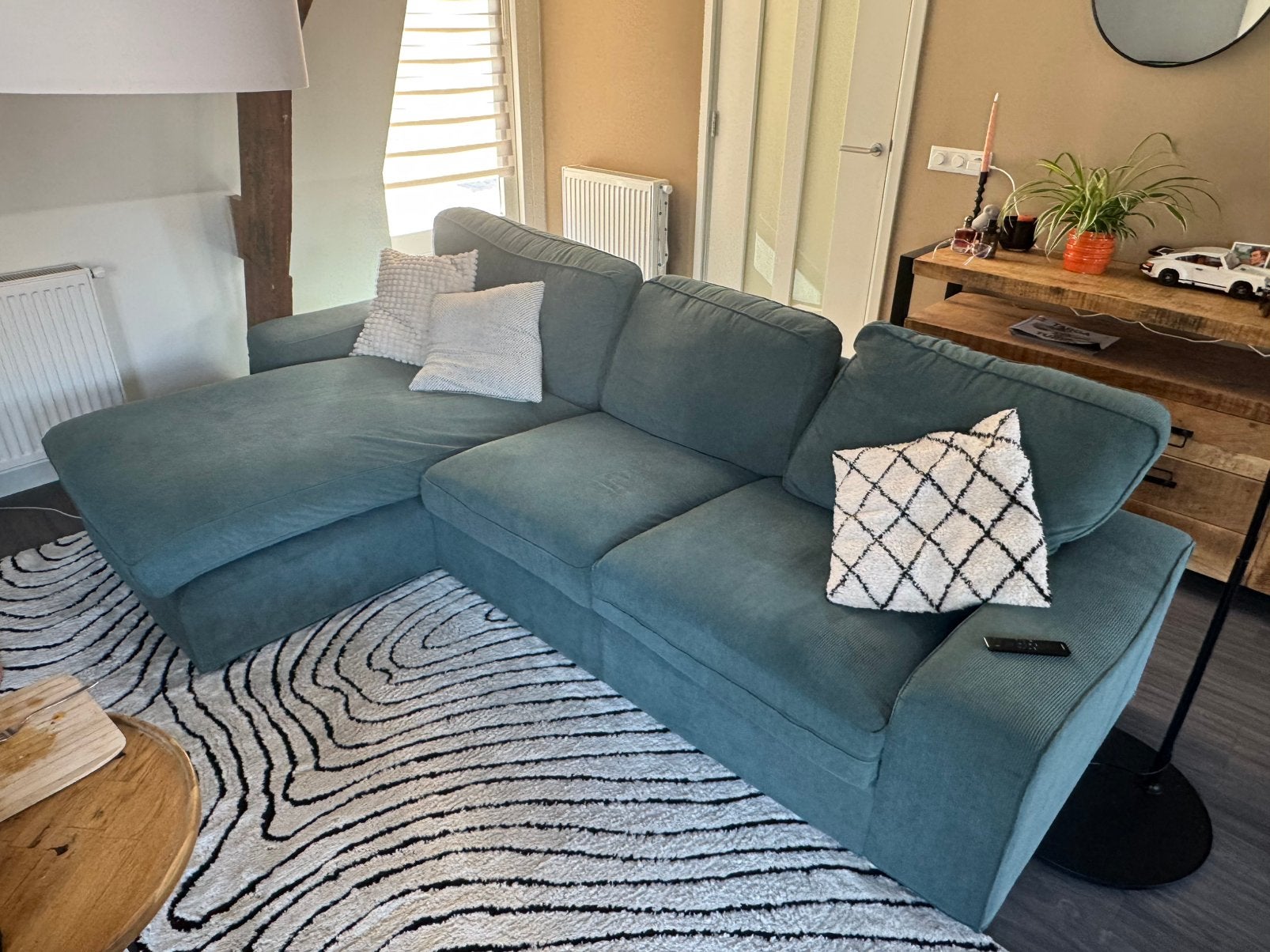 IKEA BANK KIVIK 3 zit hoekbank lounge grijsturkoois, Ophalen, Gebruikt, Stof, Bank Lounge