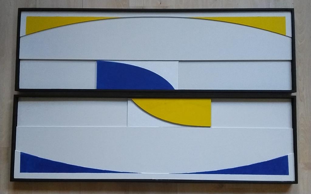 Set van 2 reliëf kunstwerken - Geometrisch design, Ophalen