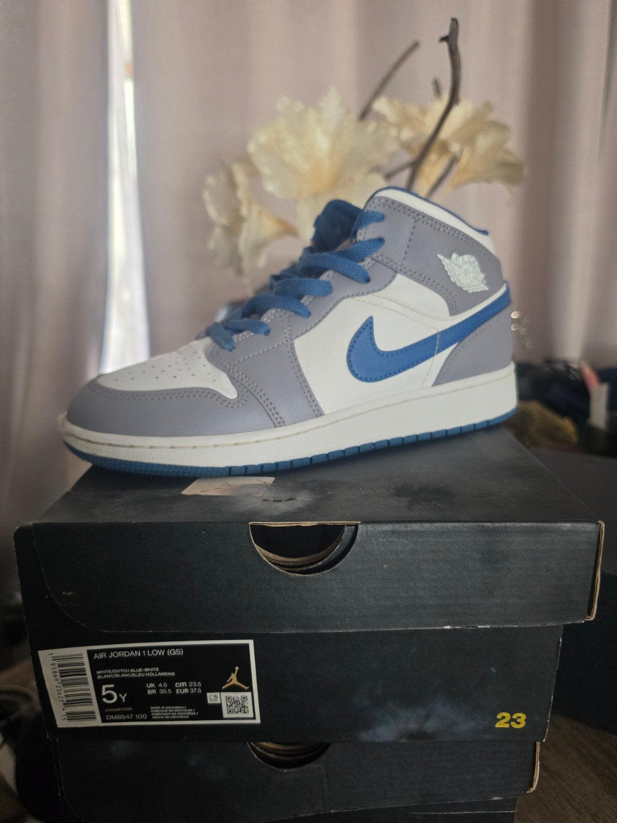 Nike Air Jordan 1 Low (GS) - Grijs/Blauw, Ophalen of Verzenden, Blauw, Sneakers of Gympen