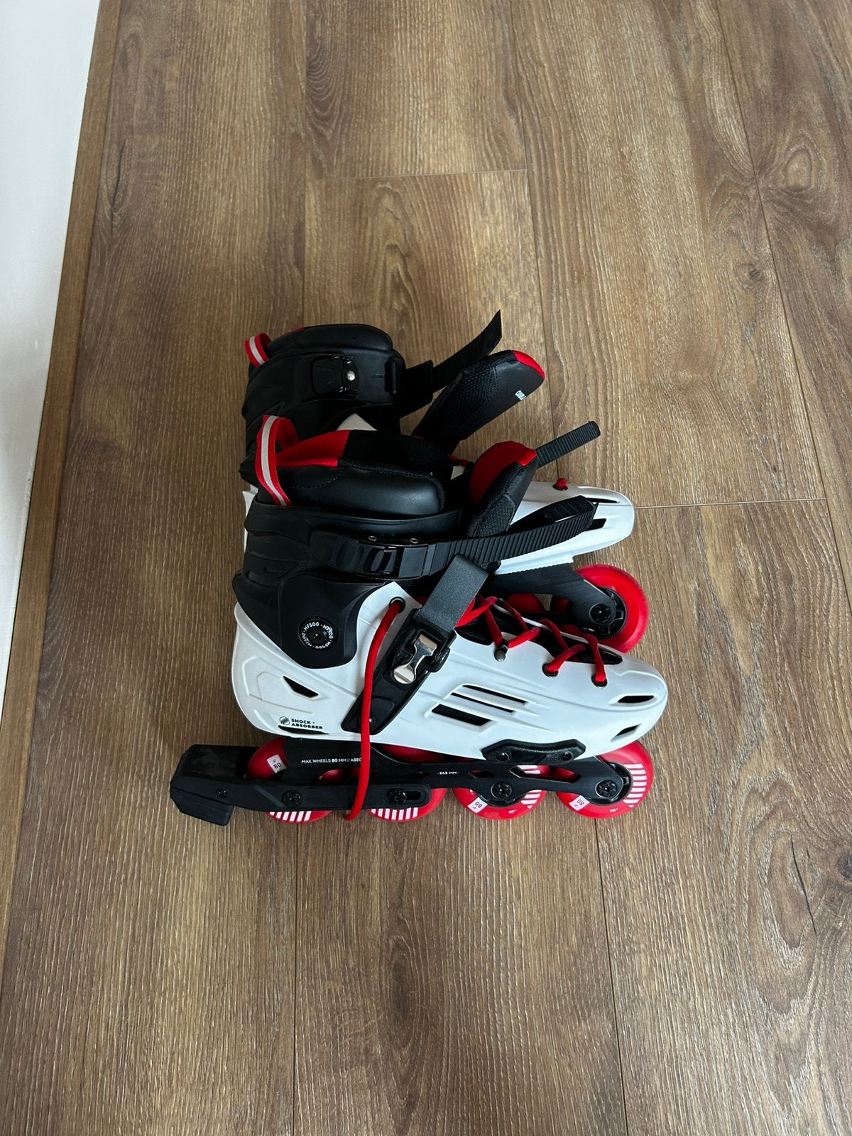 Oxelo MF500 Freeride Inline Skates – Wit/Rood – Hardboot, Ophalen, Zo goed als nieuw