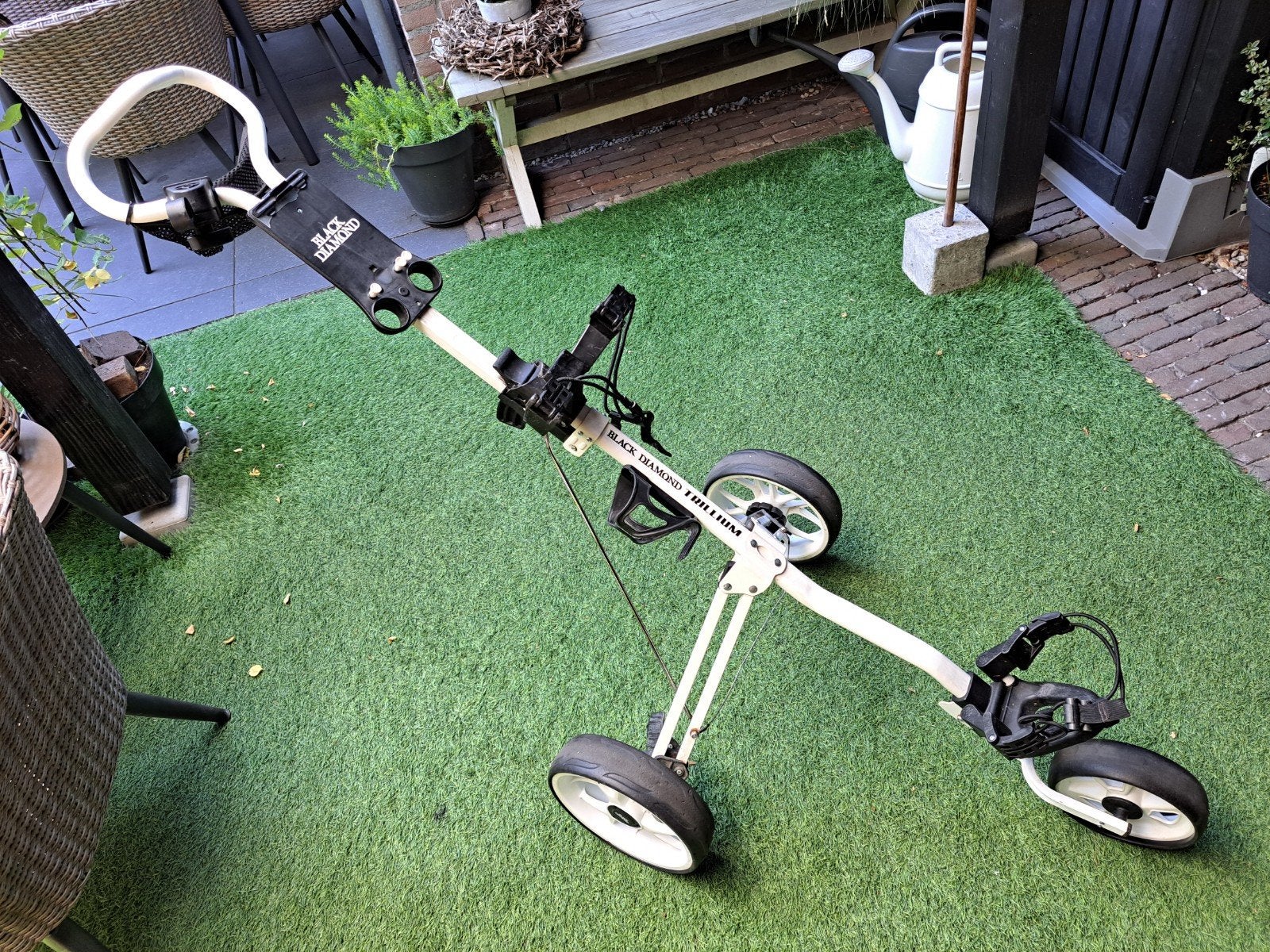 Golftrolley hoogte verstelbaar Black Daimond Trillium 3 wiel, Sport en Fitness, Golf, Ophalen, Gebruikt, Golfkar, Overige merken