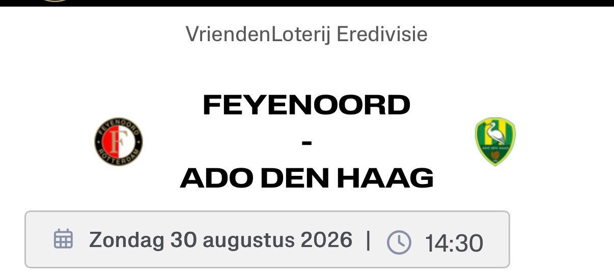 2 tickets Feyenoord - ADO Den Haag, Drie personen of meer, November