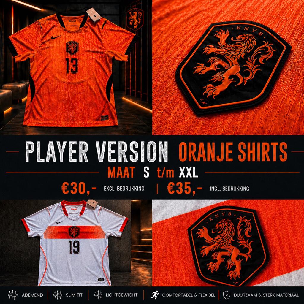 Oranje Shirts – Player Version Nederlands elftal, Sport en Fitness, Voetbal, Verzenden, Nieuw, Shirt