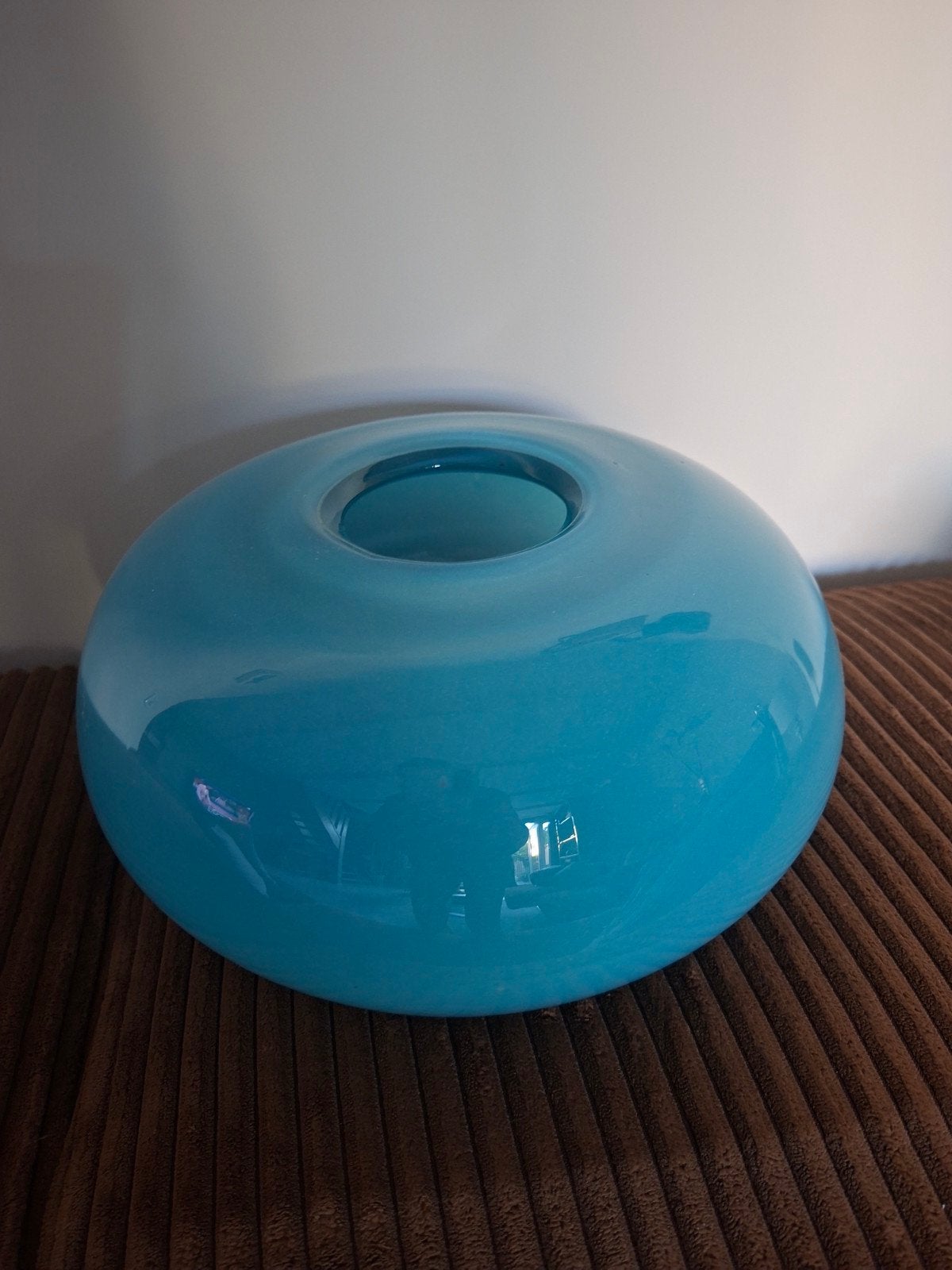 Decoratieve turquoise glazen vaas, Ophalen, Glas, 12 cm