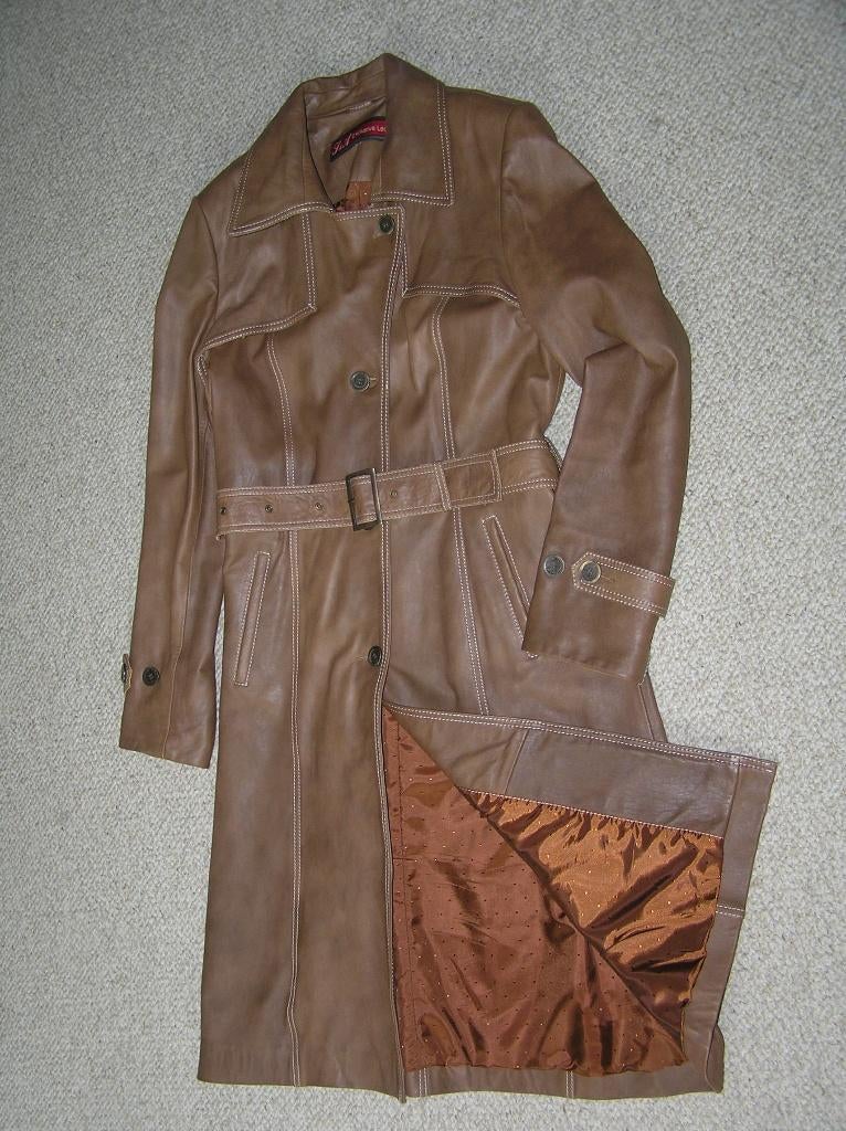 Lederen dames mantel getailleerd maat 40 - cognac - nieuw, Ophalen of Verzenden, Nieuw, Maat 38/40 (M), Bruin