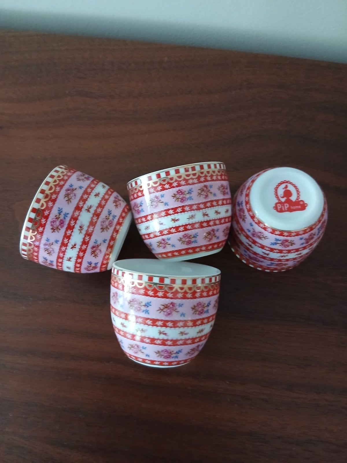 4x Pip Studio Floral eierdopje roze - ø 5 cm, Ophalen of Verzenden, Zo goed als nieuw, Modern, Porselein