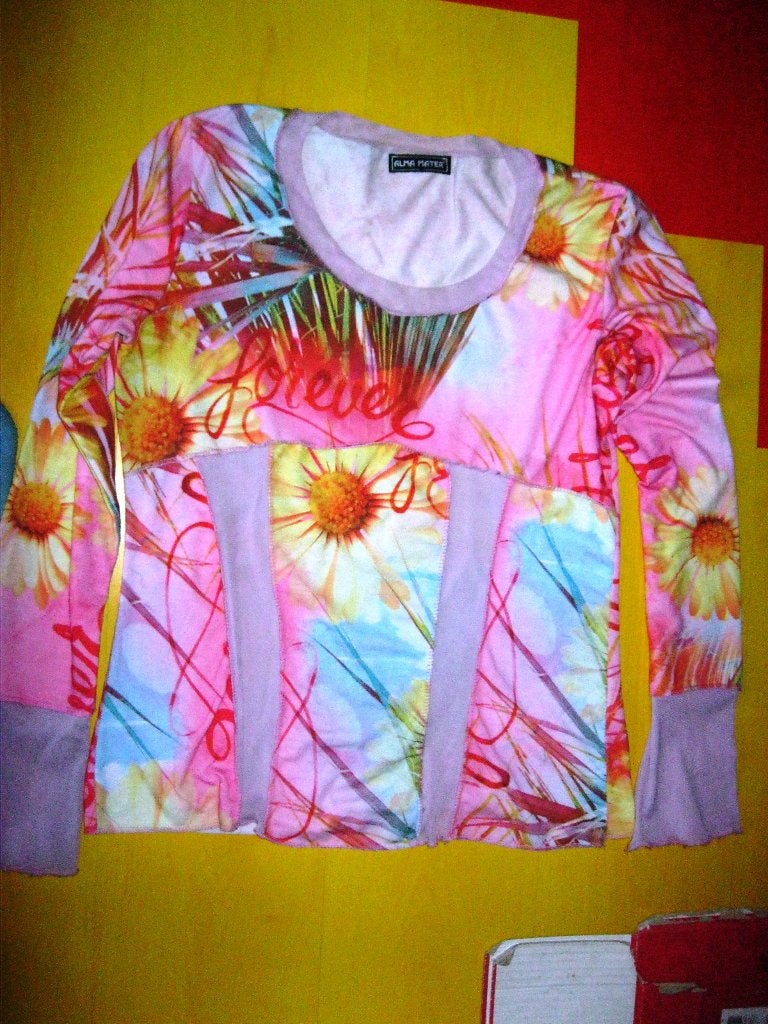 Blouse, tuniek,vrolijk, fleurige margrieten van Alma Mater, Kleding | Dames, Maat 38/40 (M), Alma Mater, Paars, Ophalen of Verzenden