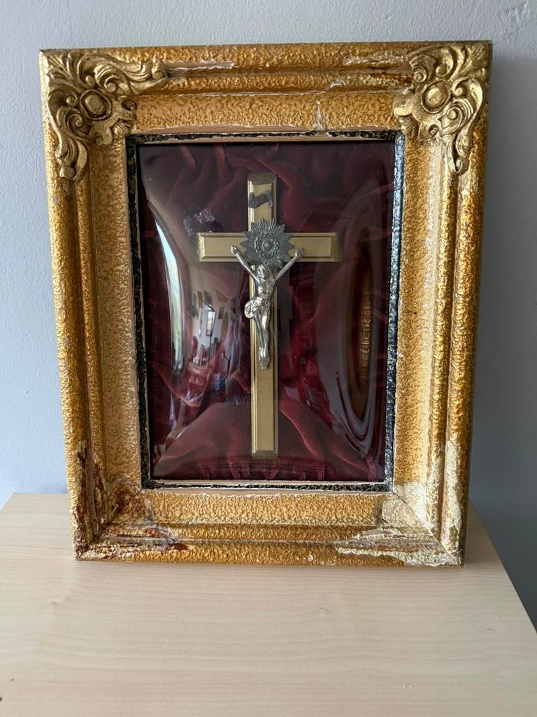 Prachtige Vintage ingelijste crucifix!, Antiek en Kunst, Ophalen of Verzenden