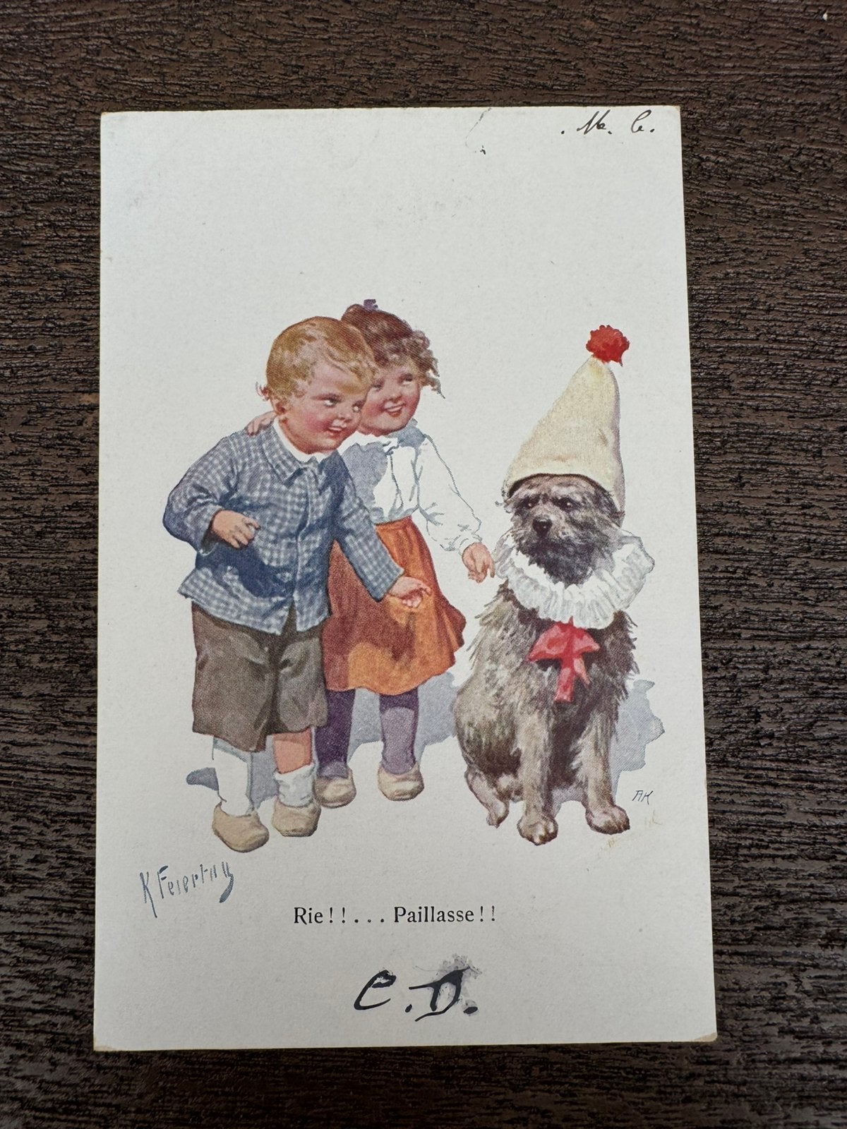 Feiertag kinderen met hond, Ophalen of Verzenden, Voor 1920, Ongelopen, Kinderen