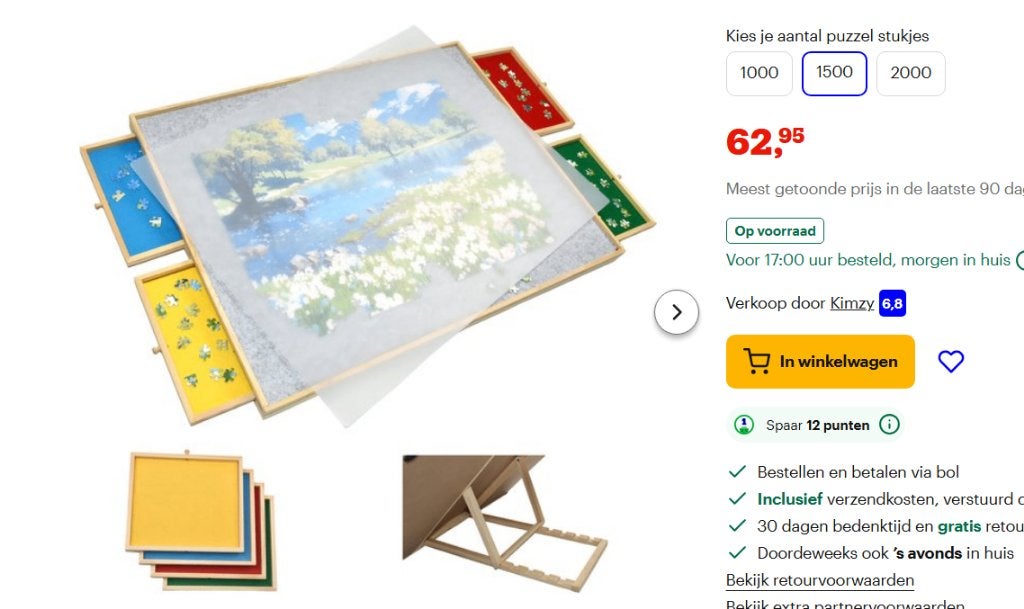 puzzel tafel, Ophalen, 500 t/m 1500 stukjes, Zo goed als nieuw, Legpuzzel